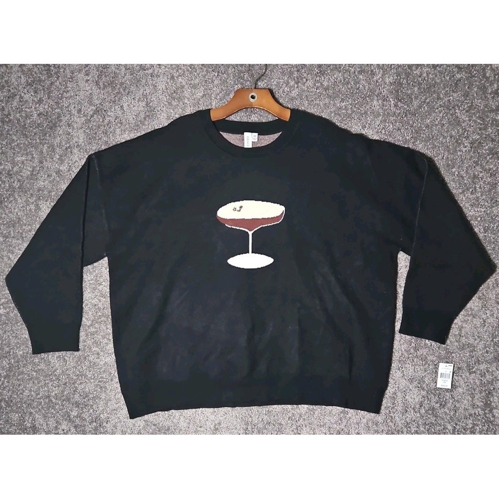 Womens 3X Black Cocktail Fun Knit Sweater By Grace + Karma. NWT